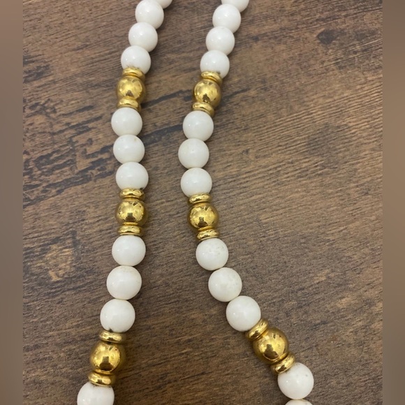 Napier White & Gold Acrylic Bead Necklace - Picture 4 of 9